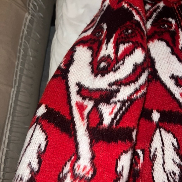 Vintage Wool Aztec Wolf Zip Hooded Sweater Jacket Small Artesanias Tuntaquimba - Picture 3 of 8